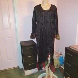VTG Velvet Tiered Witchy Vamp Midi Dress Size L Asymmetrical Morticia Whimsigoth